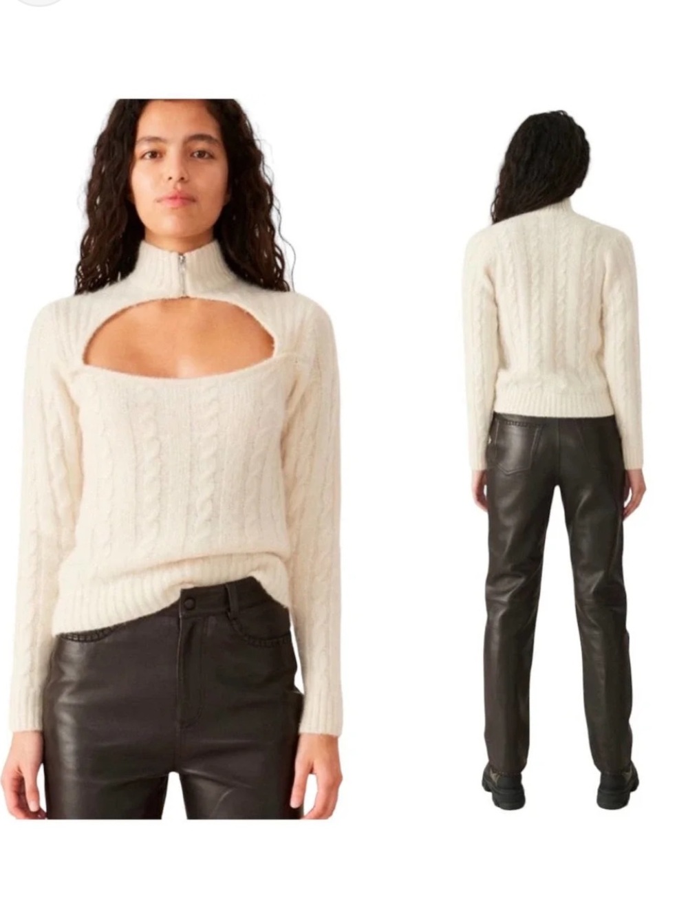 Ganni cable keyhole sweater